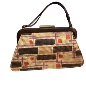 Claudia Ciuti Italy Leather Geo Print Handbag